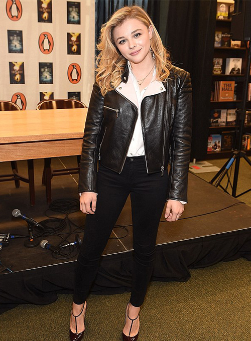 Chloe Grace Moretz Leather Jacket - Click Image to Close